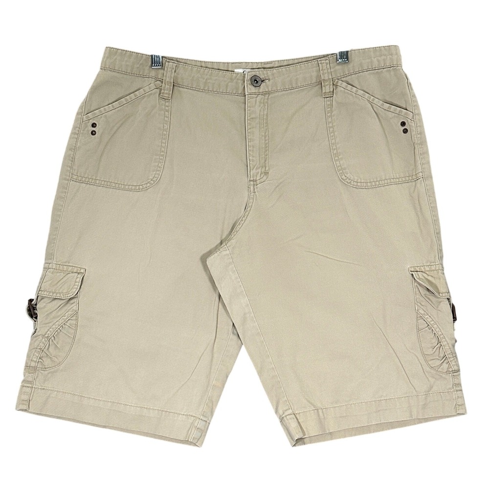 Cato Cargo Shorts Womens 16 Tan Excellent Cotton Utility Multi Pocket Twill